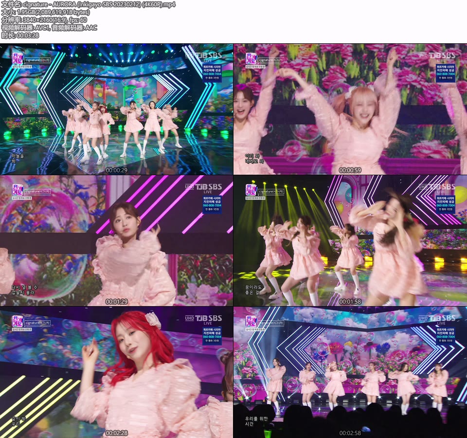 [4K60P] cignature – AURORA (Inkigayo SBS 20230212) [UHDTV 2160P 1.95G]4K LIVE、HDTV、韩国现场、音乐现场2