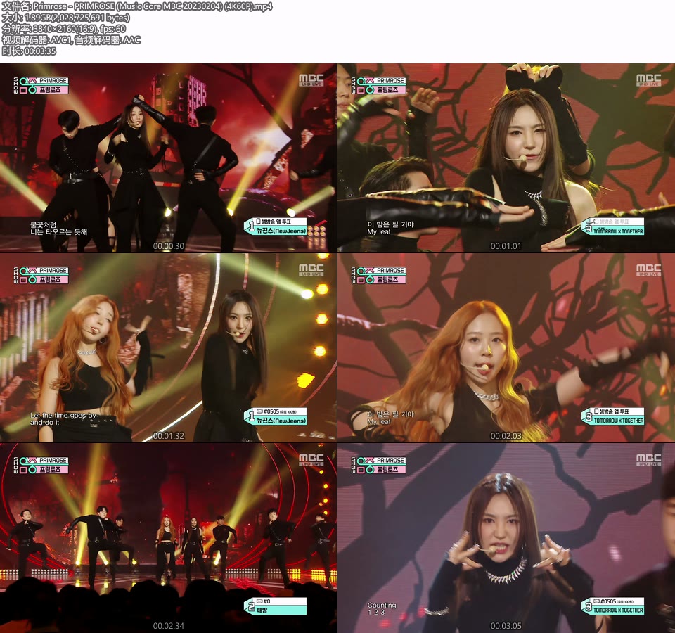 [4K60P] Primrose – PRIMROSE (Music Core MBC 20230204) [UHDTV 2160P 1.89G]4K LIVE、HDTV、韩国现场、音乐现场2