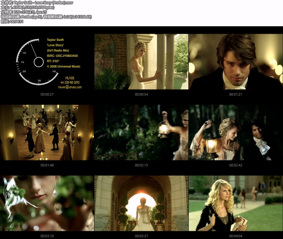 [PR] Taylor Swift – Love Story (官方MV) [ProRes] [576P 1.43G]Master、ProRes、欧美MV、高清MV2