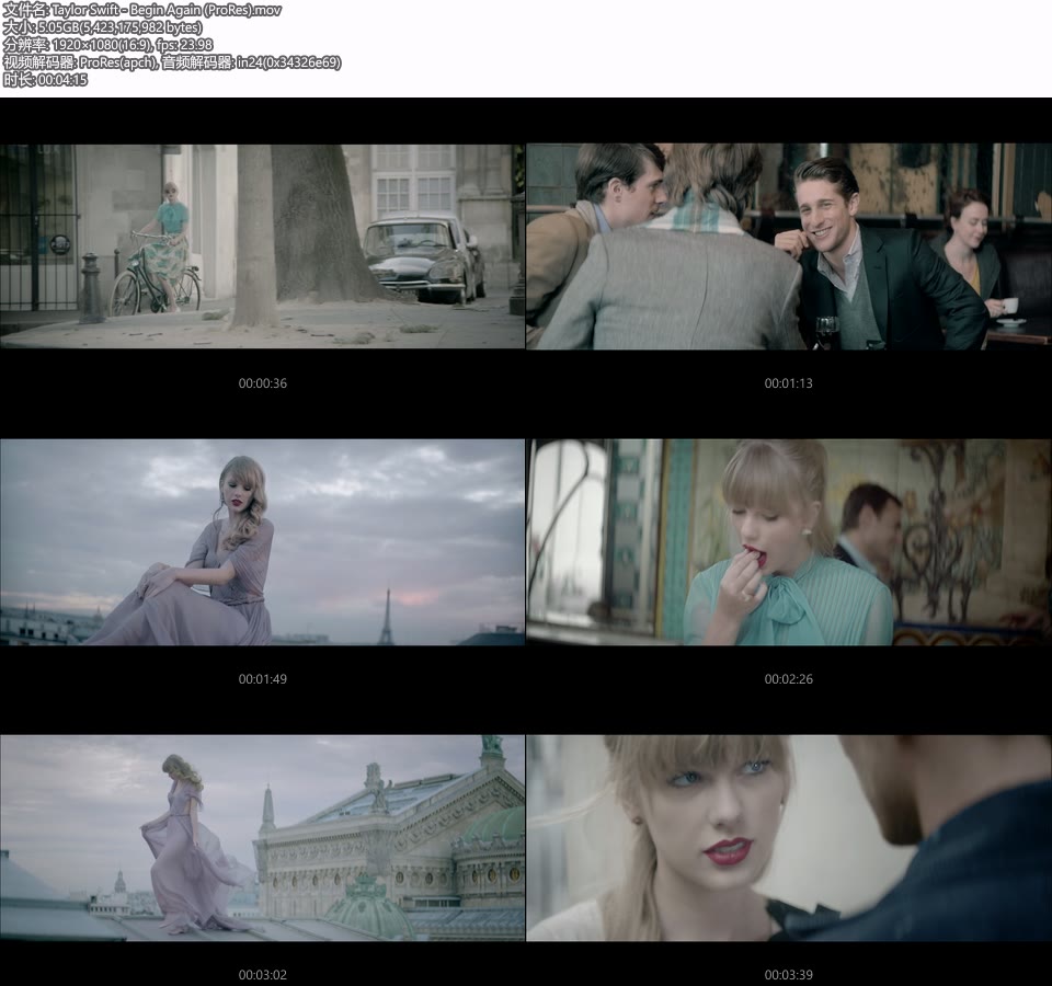 [PR] Taylor Swift – Begin Again (官方MV) [ProRes] [1080P 5.05G]Master、ProRes、推荐MV、欧美MV、高清MV2