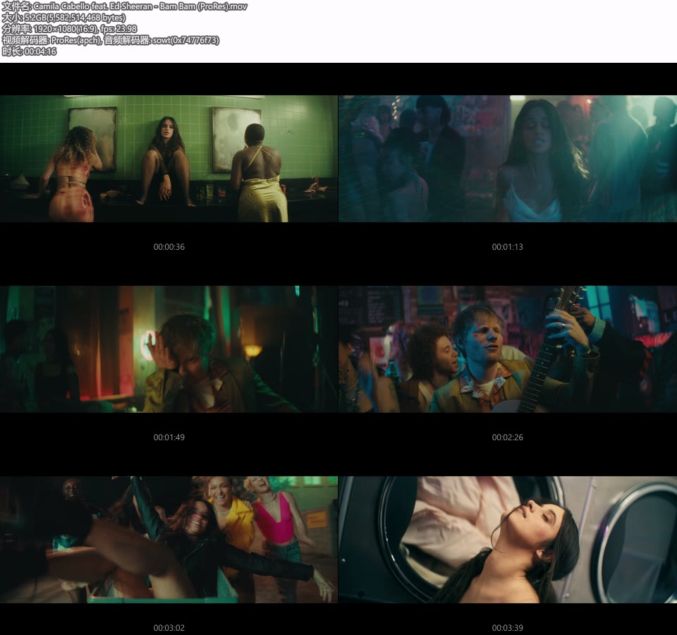 [PR] Camila Cabello feat. Ed Sheeran – Bam Bam (官方MV) [ProRes] [1080P 5.2G]Master、ProRes、欧美MV、高清MV2