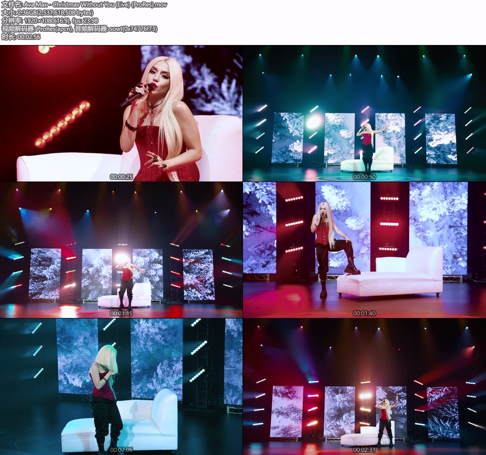 [PR] Ava Max – Christmas Without You (Live MV) [ProRes] [1080P 2.36G]Master、ProRes、欧美MV、高清MV2