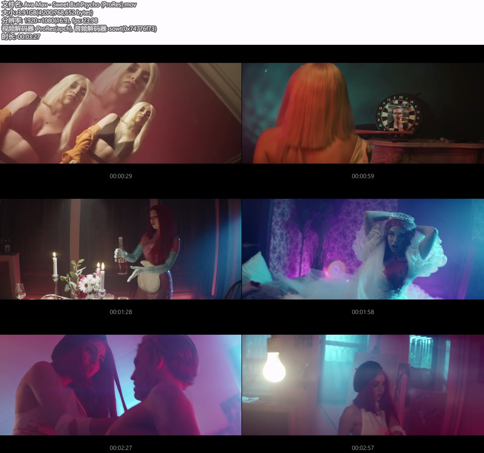 [PR] Ava Max – Sweet But Psycho (官方MV) [ProRes] [1080P 3.91G]Master、ProRes、欧美MV、高清MV2