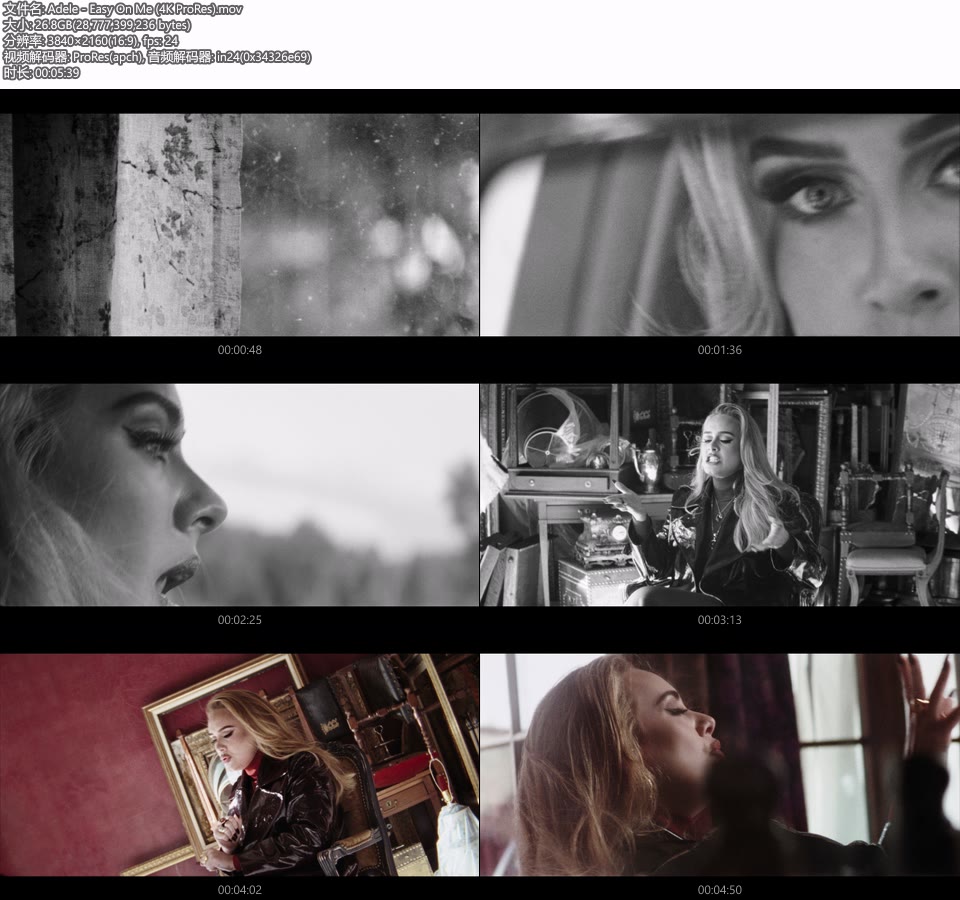 [PR/4K] Adele – Easy On Me (官方MV) [ProRes] [2160P 26.8G]4K MV、Master、ProRes、推荐MV、欧美MV、高清MV2