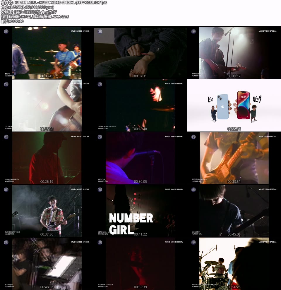 NUMBER GIRL – MUSIC VIDEO SPECIAL (SSTV 2022.12.11) [HDTV 3.23G]WEB、日本MV、高清MV8
