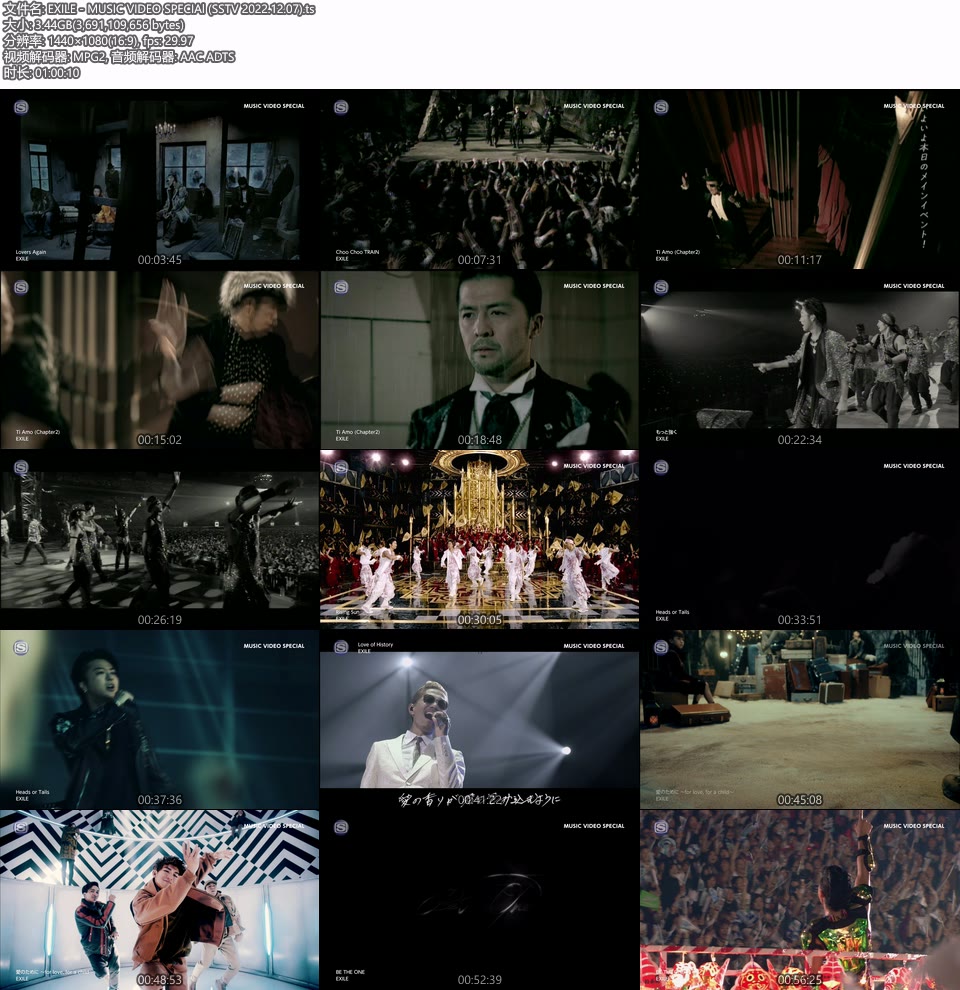 EXILE – MUSIC VIDEO SPECIAL (SSTV 2022.12.07) [HDTV 3.44G]WEB、日本MV、高清MV8