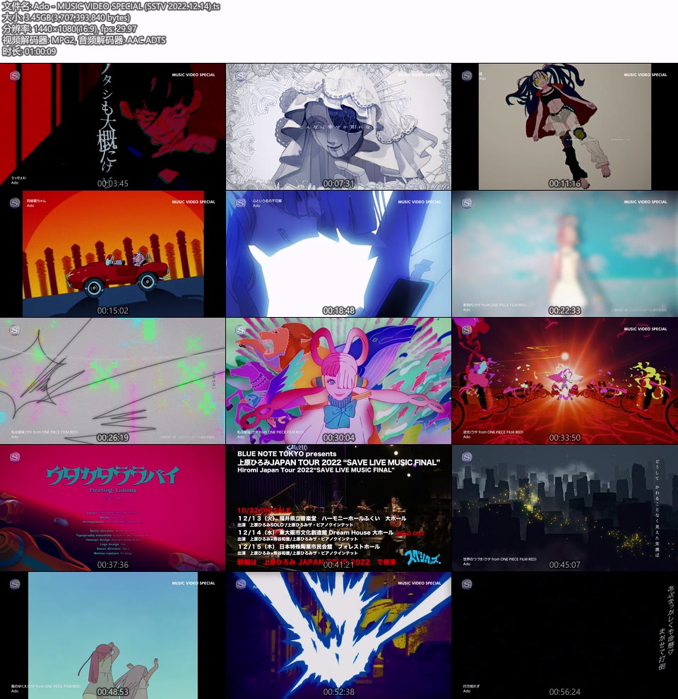 Ado – MUSIC VIDEO SPECIAL (SSTV 2022.12.14) [HDTV 3.45G]WEB、日本MV、高清MV8