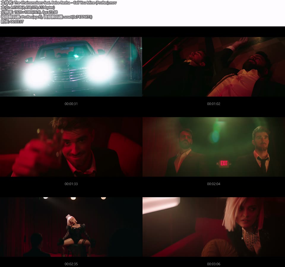 [PR] The Chainsmokers feat. Bebe Rexha – Call You Mine (官方MV) [ProRes] [1080P 4.15G]Master、ProRes、欧美MV、高清MV2
