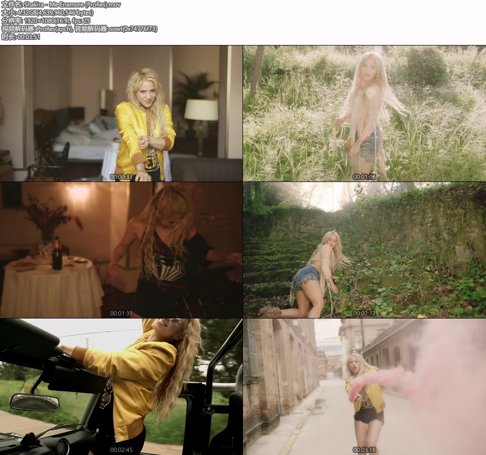 [PR] Shakira – Me Enamore (官方MV) [ProRes] [1080P 4.32G]Master、ProRes、欧美MV、高清MV2
