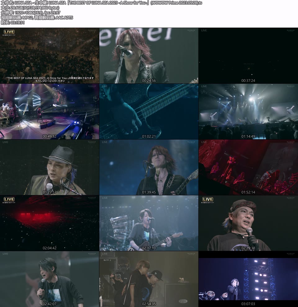 LUNA SEA 生中継! LUNA SEA「THE BEST OF LUNA SEA 2023 -A Show for You-」(WOWOW Prime 2023.05.28) 1080P HDTV [TS 28.6G]HDTV日本、HDTV演唱会12