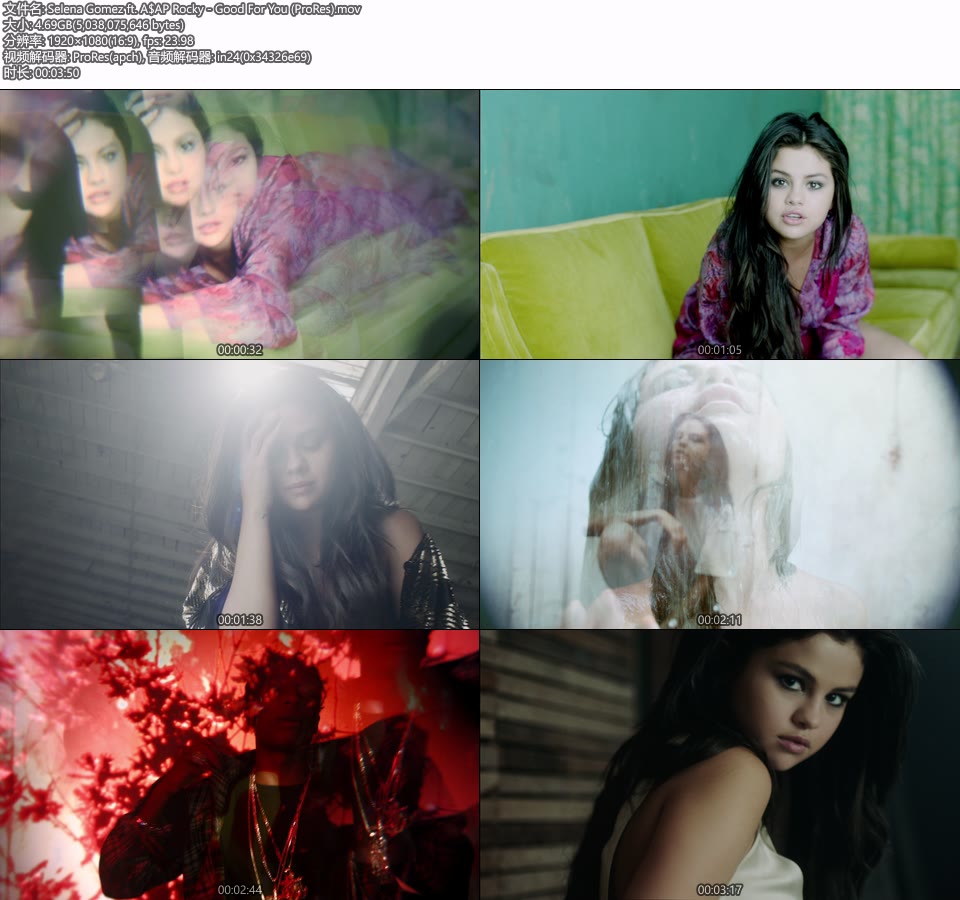 [PR] Selena Gomez ft. A$AP Rocky – Good For You (官方MV) [ProRes] [1080P 4.69G]Master、ProRes、欧美MV、高清MV2