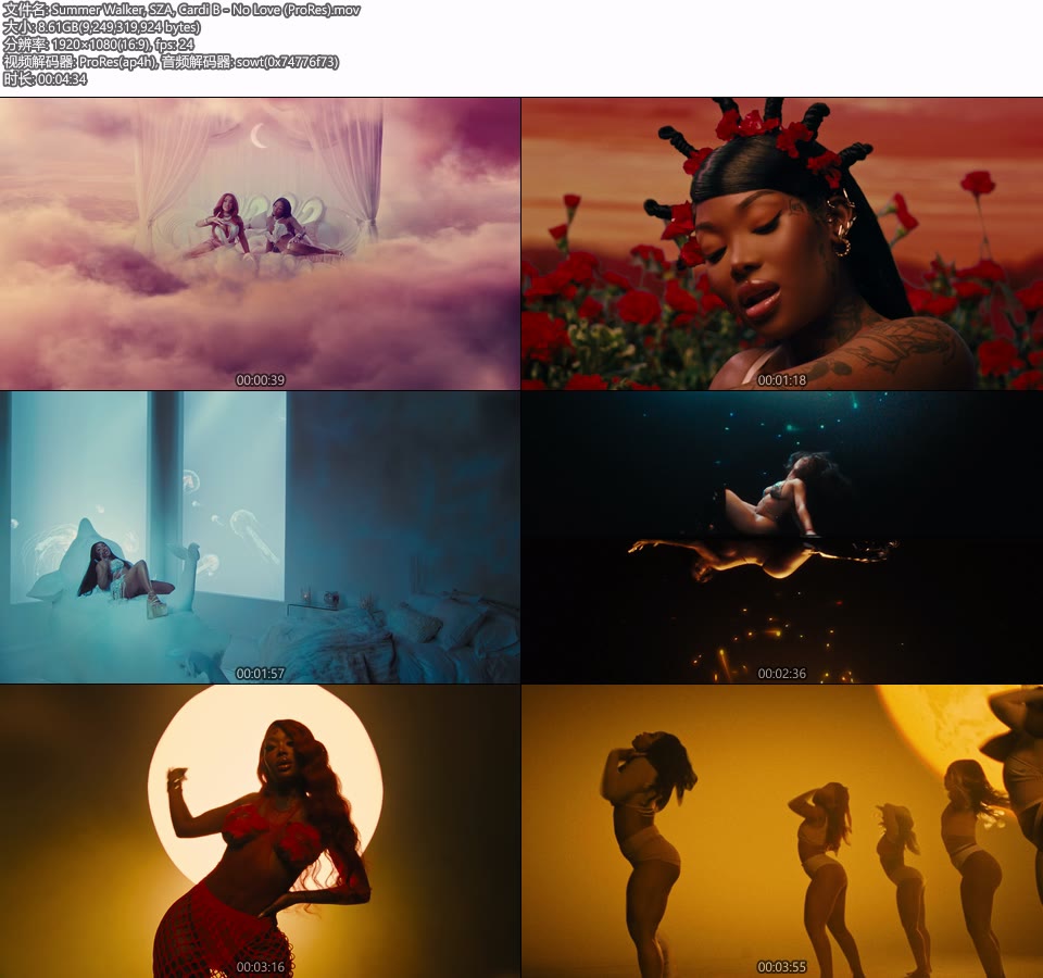 [PR] Summer Walker, SZA, Cardi B – No Love (官方MV) [ProRes] [1080P 8.61G]Master、ProRes、欧美MV、高清MV2