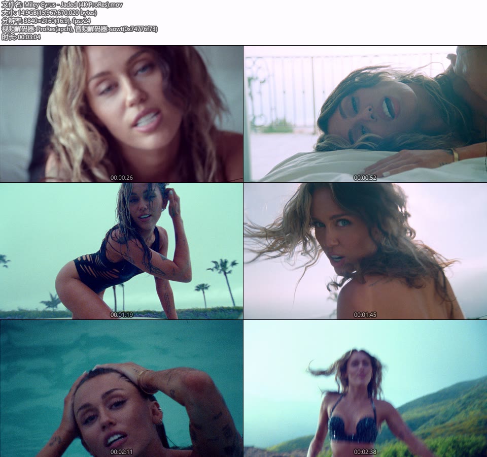 [PR/4K] Miley Cyrus – Jaded (官方MV) [ProRes] [2160P 14.9G]4K MV、Master、ProRes、欧美MV、高清MV2