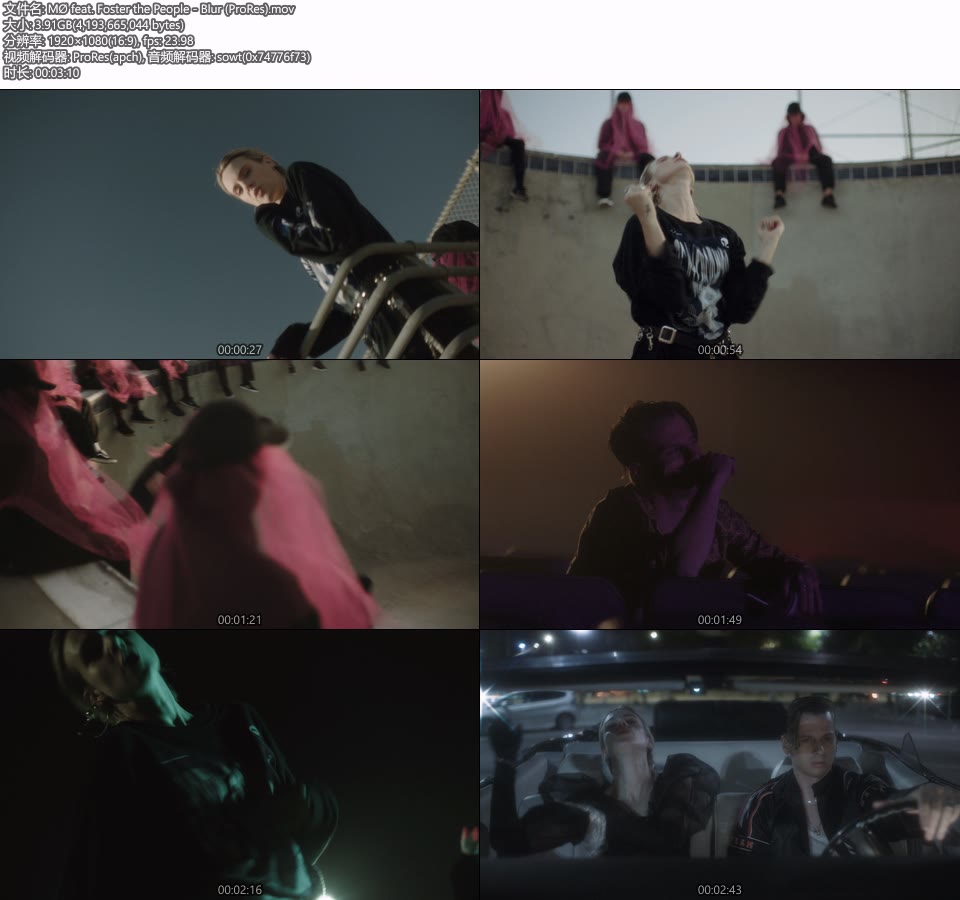 [PR] MØ feat. Foster the People – Blur (官方MV) [ProRes] [1080P 3.91G]Master、ProRes、欧美MV、高清MV2