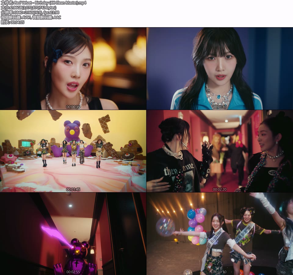 [4K] Red Velvet – Birthday (无标版本 Clean Master) (官方MV) [2160P 2.86G]4K MV、Master、韩国MV、高清MV2