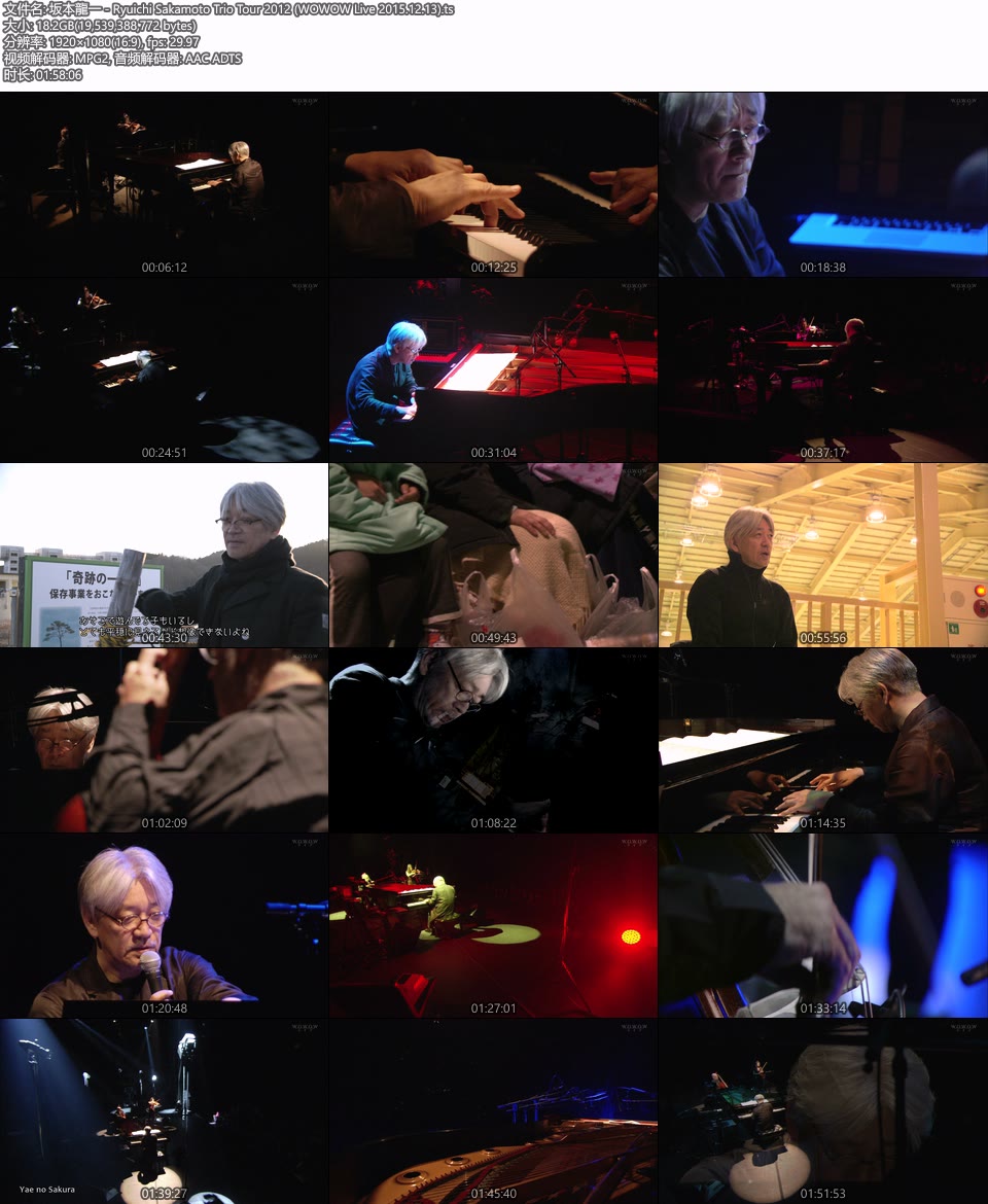 坂本龍一 Ryuichi Sakamoto Trio Tour 2012 (WOWOW Live 2015.12.13) 1080P HDTV [TS 18.2G]HDTV日本、HDTV演唱会12