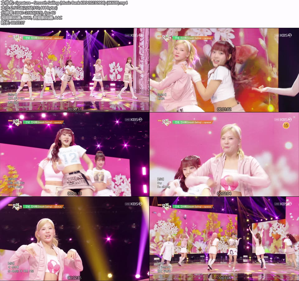 [4K60P] cignature – Smooth Sailing (Music Bank KBS 20230908) [UHDTV 2160P 2.11G]4K LIVE、HDTV、韩国现场、音乐现场2