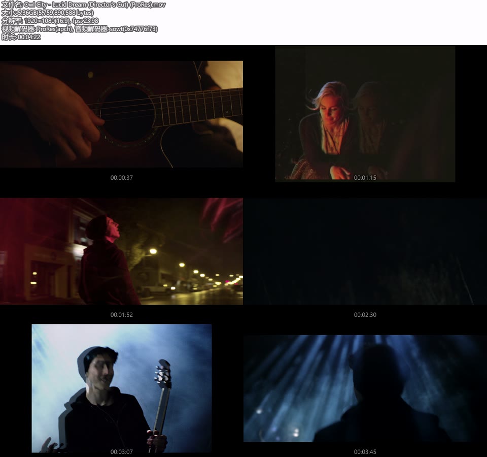 [PR] Owl City – Lucid Dream (官方MV) [ProRes] [1080P 5.36G]Master、ProRes、欧美MV、高清MV2