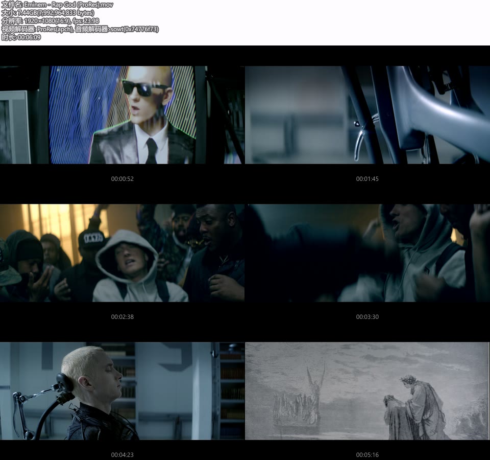 [PR] Eminem – Rap God (官方MV) [ProRes] [1080P 7.44G]Master、ProRes、欧美MV、高清MV2