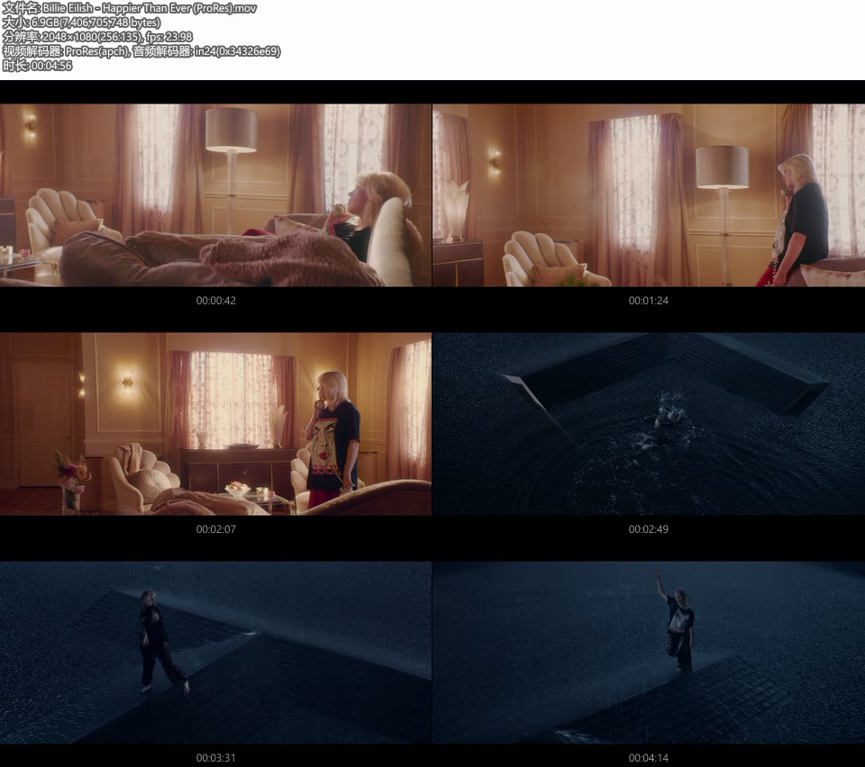 [PR] Billie Eilish – Happier Than Ever (官方MV) [ProRes] [1080P 6.9G]Master、ProRes、欧美MV、高清MV2