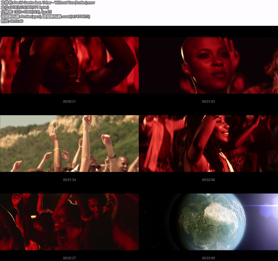 [PR] David Guetta feat. Usher – Without You (官方MV) [ProRes] [1080P 3.0G]Master、ProRes、欧美MV、高清MV2