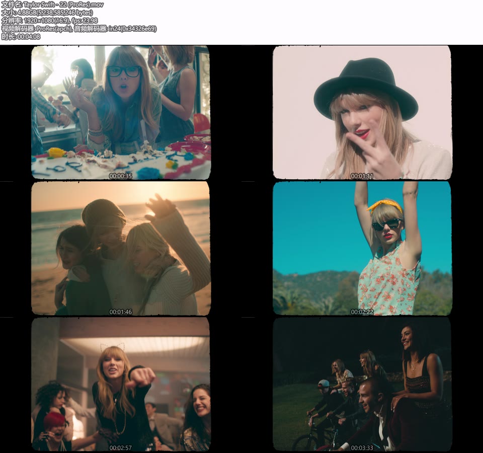 [PR] Taylor Swift – 22 (官方MV) [ProRes] [1080P 4.88G]Master、ProRes、欧美MV、高清MV2