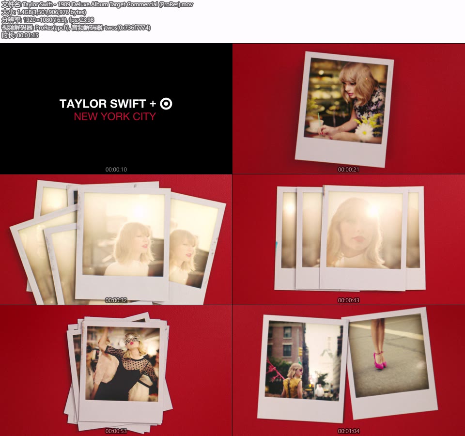 [PR] Taylor Swift – 1989 Deluxe Album Target Commercial (官方MV) [ProRes] [1080P 1.4G]Master、ProRes、欧美MV、高清MV2
