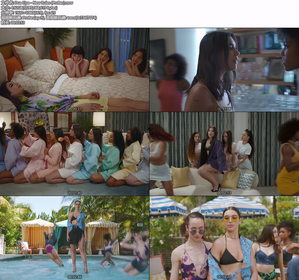 [PR] Dua Lipa – New Rules (官方MV) [ProRes] [1080P 4.92G]Master、ProRes、欧美MV、高清MV2