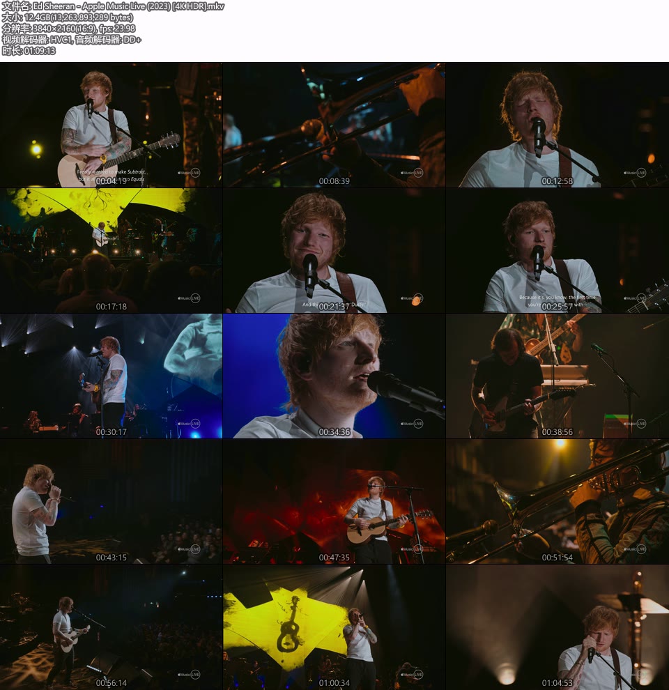 [4K] Ed Sheeran – Apple Music Live (2023) 2160P HDR+杜比视界 WEB [MKV 12.4G]HDTV欧美、HDTV演唱会10