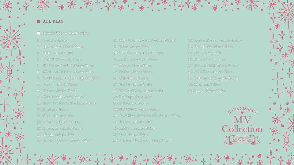 西野加奈 (西野カナ, Kana Nishino) – MV Collection～ALL TIME BEST 15th Anniversary～(2024) 1080P蓝光原盘 [2BD BDISO 49.4G]Blu-ray、日本演唱会、蓝光演唱会2