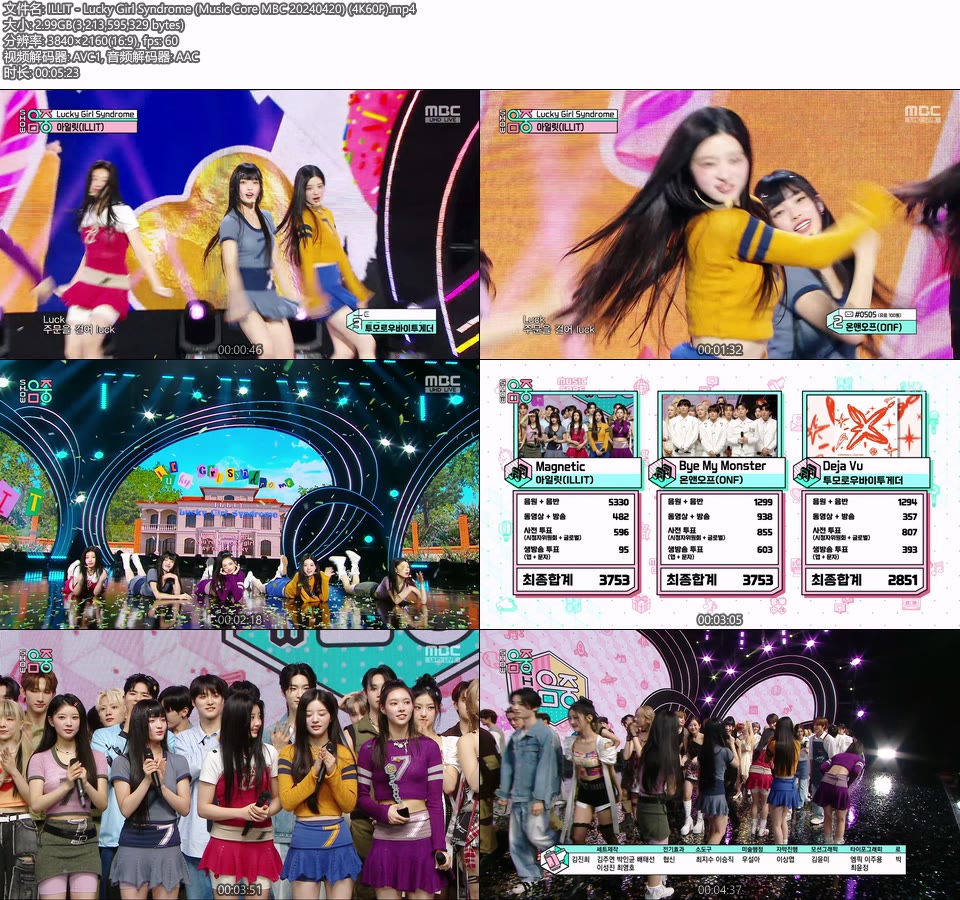 [4K60P] ILLIT – Lucky Girl Syndrome (Music Core MBC 20240420) [UHDTV 2160P 2.99G]4K LIVE、HDTV、韩国现场、音乐现场2