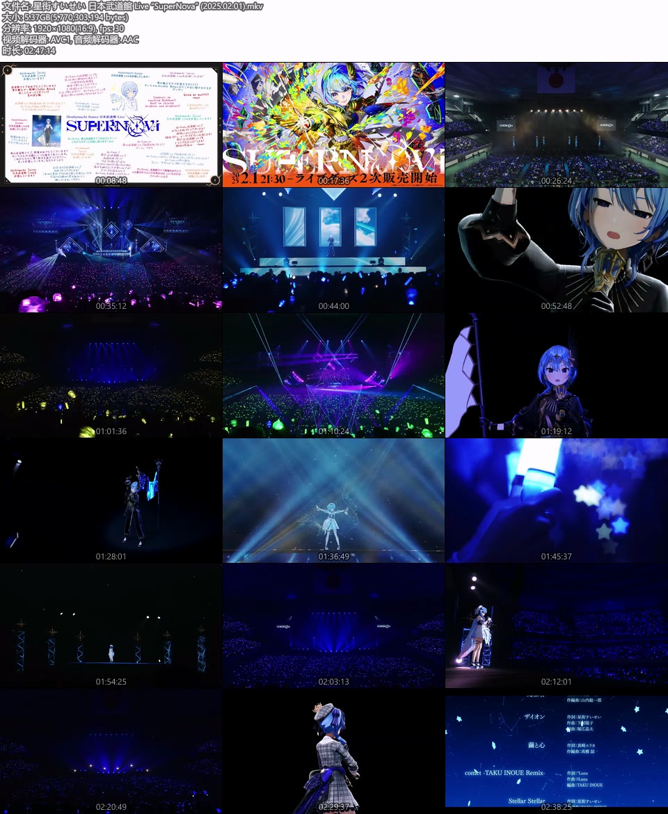 星街すいせい 日本武道館 Live“SuperNova”(2025.02.01) 1080P WEB [MKV 5.37G]HDTV日本、HDTV演唱会2